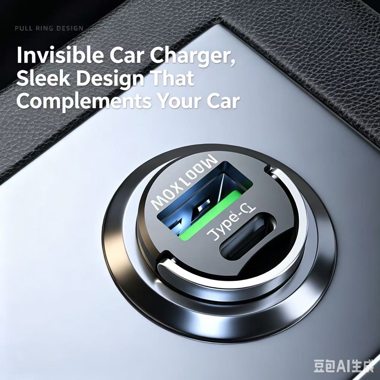 Sleek Hidden 100W Car Charger, Premium Metal Dual Port Ultra Fast Charger