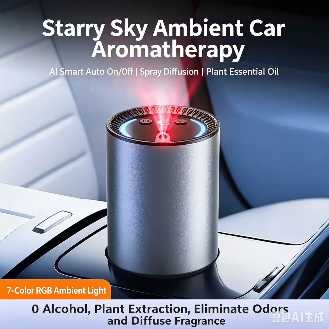 Smart Car Air Freshener with Starry Sky Projection & 7-Color RGB Lights