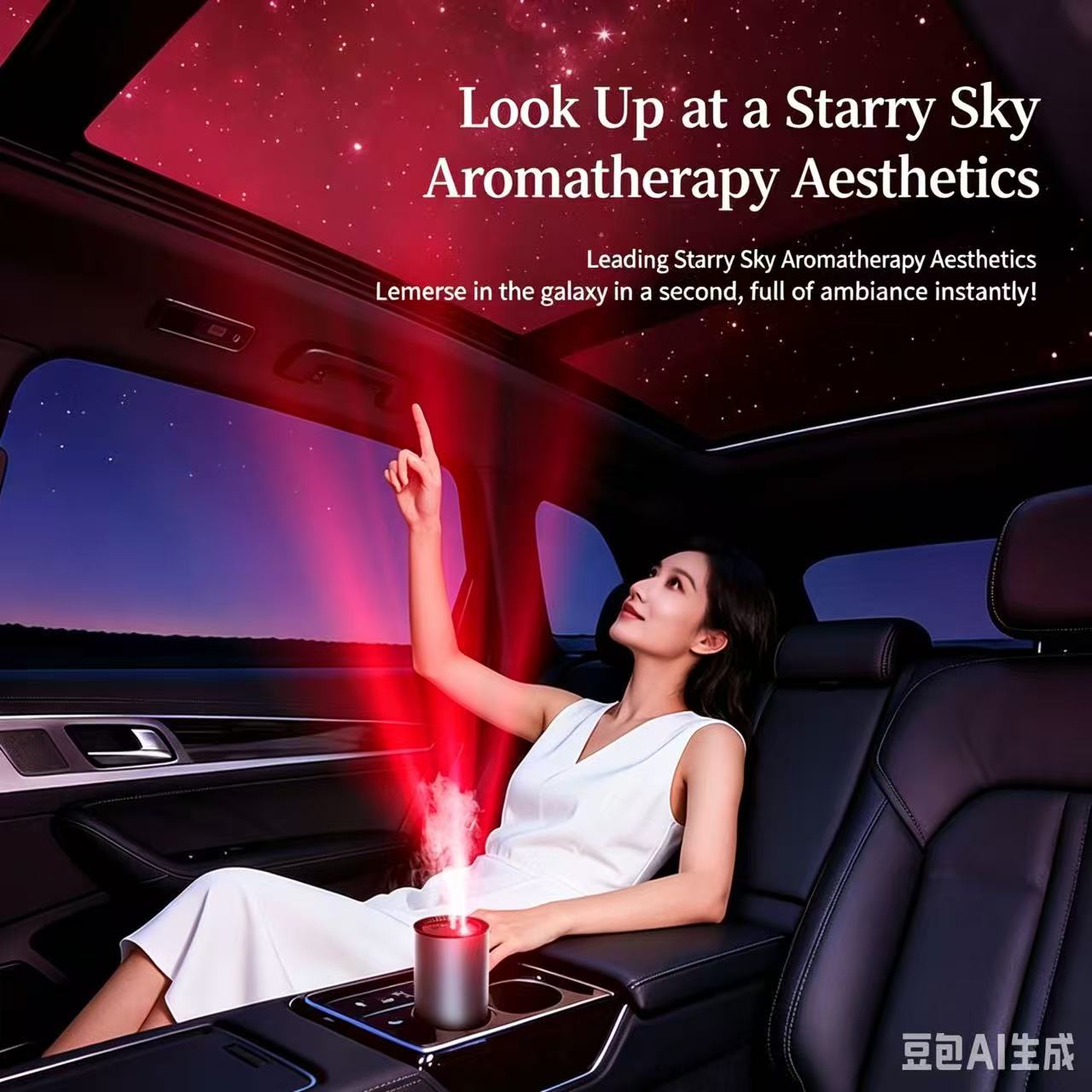 Smart Car Air Freshener with Starry Sky Projection & 7-Color RGB Lights