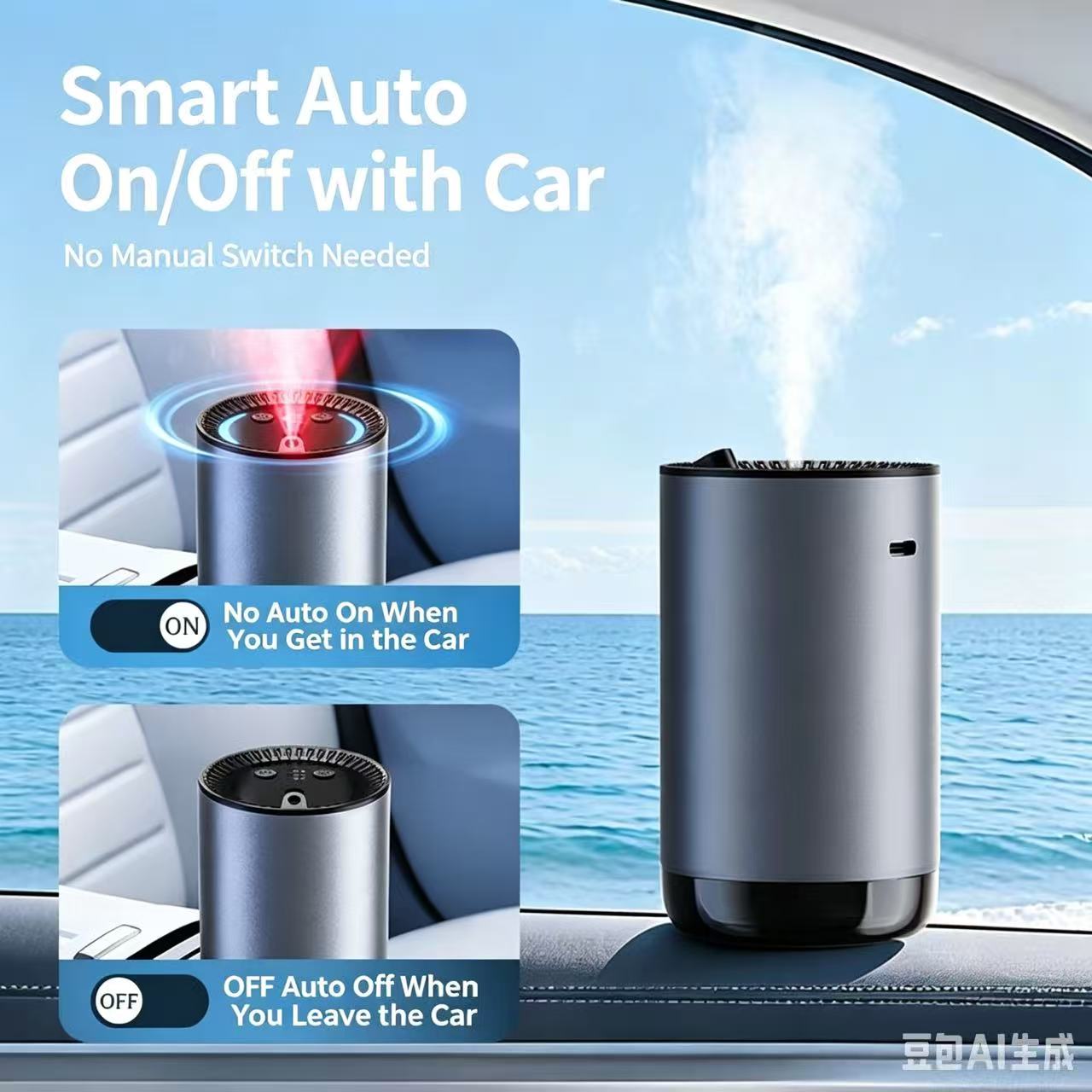 Smart Car Air Freshener with Starry Sky Projection & 7-Color RGB Lights